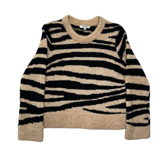 Madewll Women's Size XS Tiger Stripe Shrunken Pullover Sweater - Picture 1 of 10